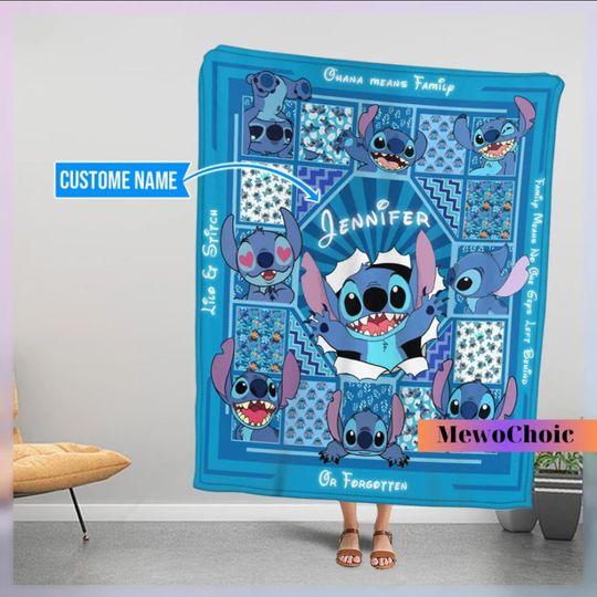 Personalized Disney Stitch Sofa BLANKET Halloween Gift Christmas Gift