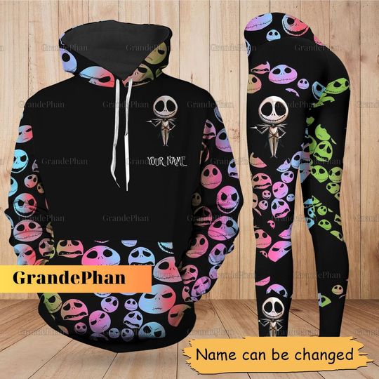 Personalized Jack Skellington Hoodie, Custom Disney Hoodie, Jack Skellington Leggings