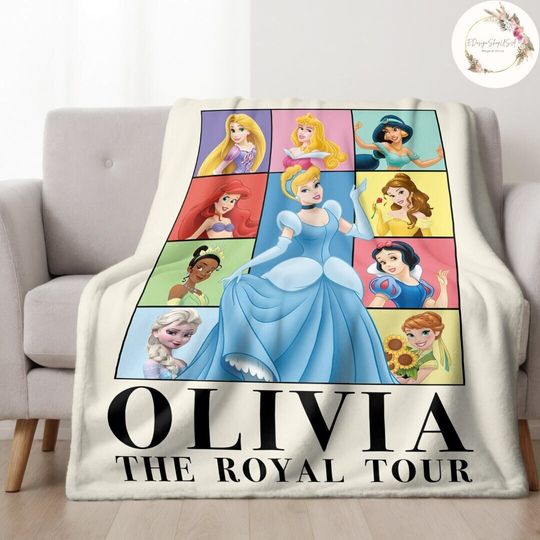 Personalized Disney Princess The Royal Tour Throw Blanket