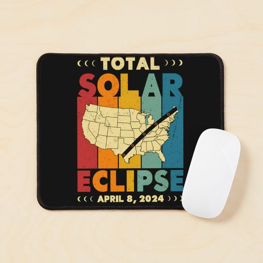 Retro Total Solar Eclipse 2024 Mouse Pad