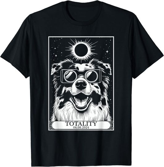Discover Solar Eclipse 2024 Totality Tarot Card Australian Shepherd T-Shirt