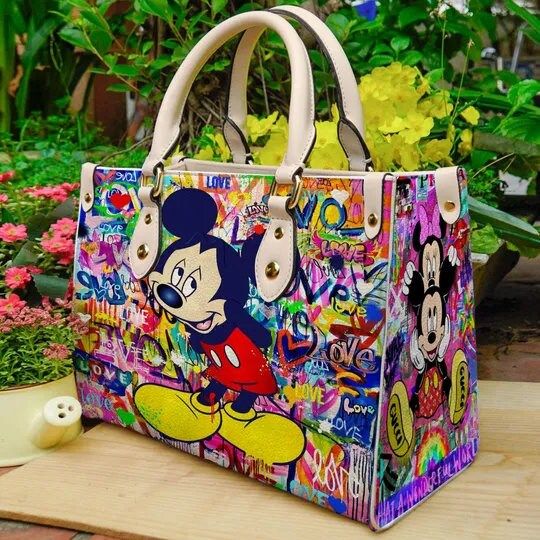 Vintage Mickey Leather HandBag,Mickey Handbag,Love Disney,Disney Handbag