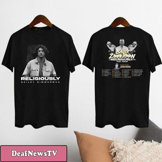 Discover 2024 Bailey Zimmerman Religiously Tour Shirt, Bailey Zimmerman Fan Shirt