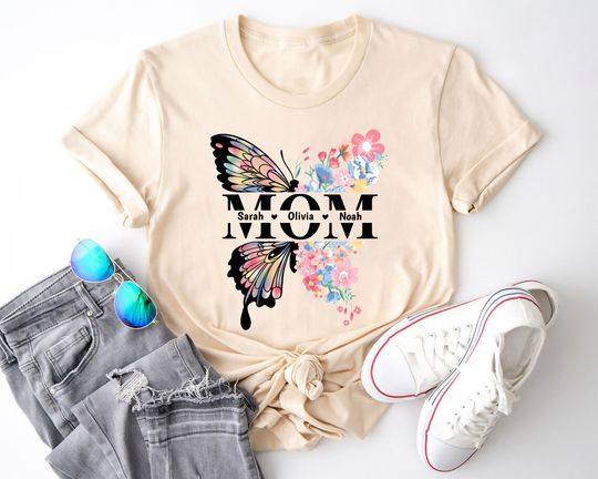 Discover Personalized Mom Shirt, Mama Shirt With Kids Names, Custom Mama Shirt, Mother's Day Shirt