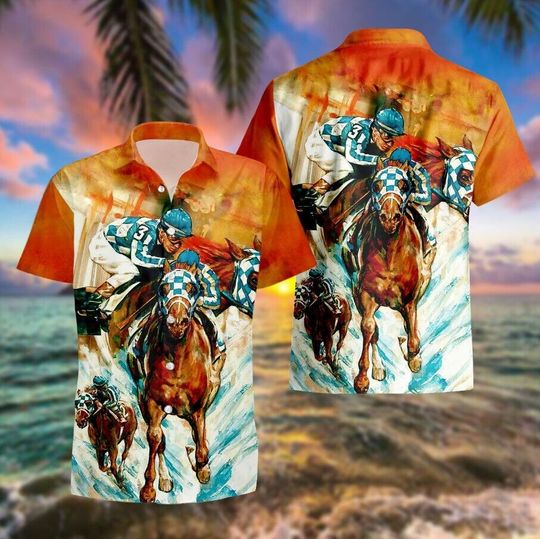 Kentucky Derby Horse Racing Aloha Hawaiian Shirt, Cowboy Shirt