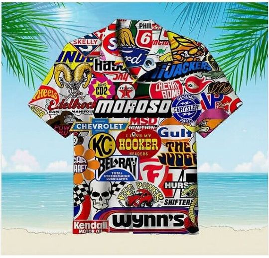 Racing Car Labeling Hawaiian Shirt, Soft Hawaii Shirts, 3D Hawaiian Aloha Shirt