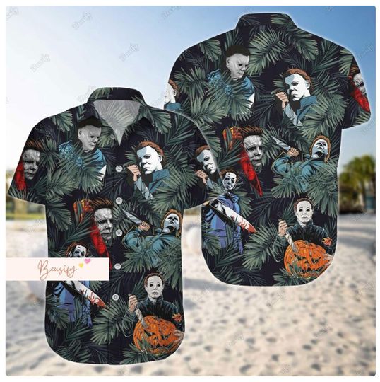 Michael Myers Button 3D HAWAII SHIRT HALLOWEEN GIFT CHRISTMAS GIFT