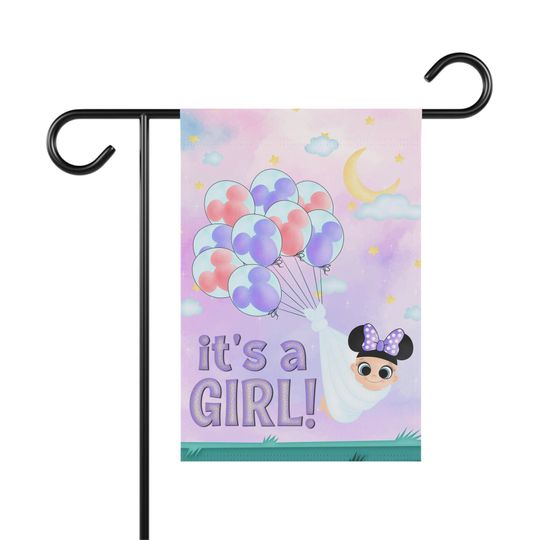 Disney Baby Announcement Flag, Minnie Mouse Ears Baby Girl Garden Flag