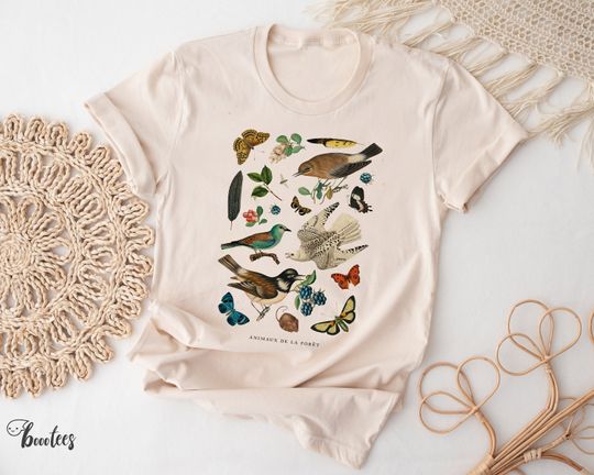 Discover Vintage Birds T-shirt, Nature Lover Gift Shirt, Gift for Him Her, Mothers Day