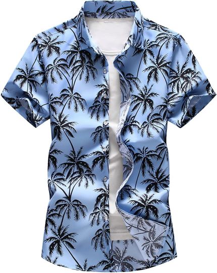 Discover Hawaiian Short Sleeve Shirt - Summer Coconut Tree Tropical Printing Aloha Shirt
