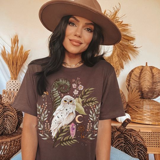 Discover Mystical White Owl Shirt, Magical Witchy Snow Owl T Shirt