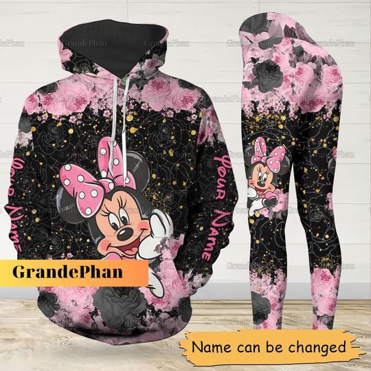 Minnie Mouse Rose Hoodie Legging, Disney Minnie Sweatshirt, Minnie Yoga Pants