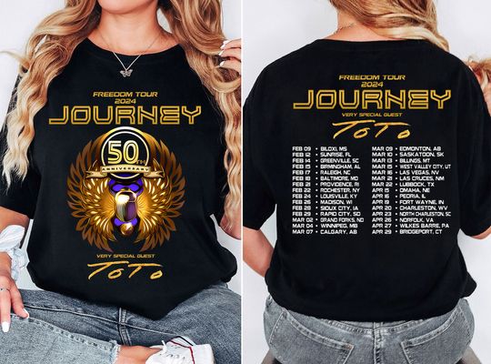 Discover Journey Freedom Tour 2024 Shirt, Journey With Toto 2024 Concert Shirt, Journey Band Fan Shirt, Journey Shirt Gift, Journey Freedom Tour Tee