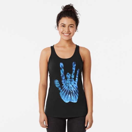 Blue Groovy Jerry Hand Racerback Tank Top