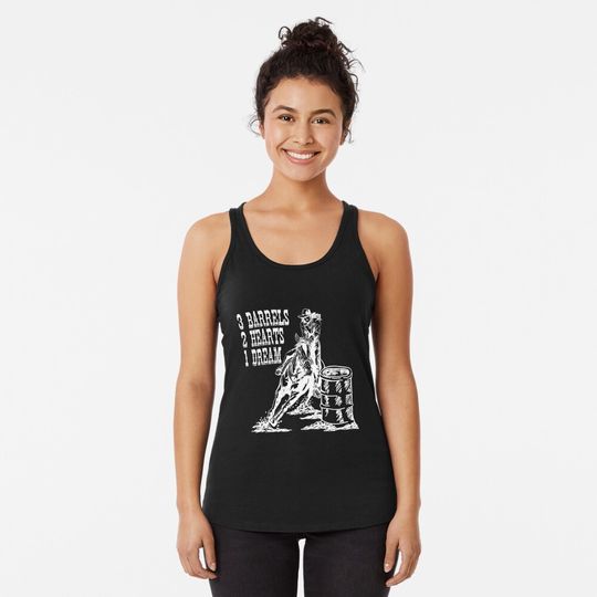 Discover 3 Barrels, 2 Hearts, 1 Dream Barrel Racing Design Racerback Tank Top