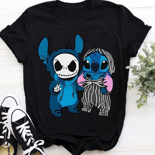 Discover Blue Monster and Skeleton Friends Movie Shirt, Horror Mash Up Horror Characters