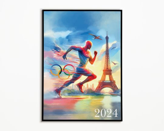 2024 Olympic Games Poster, Eiffel Tower, Paris 2024, Sport Poster