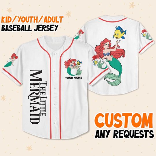 Personalized Disney Ariel The Little Mermaid Simple Baseball Jersey