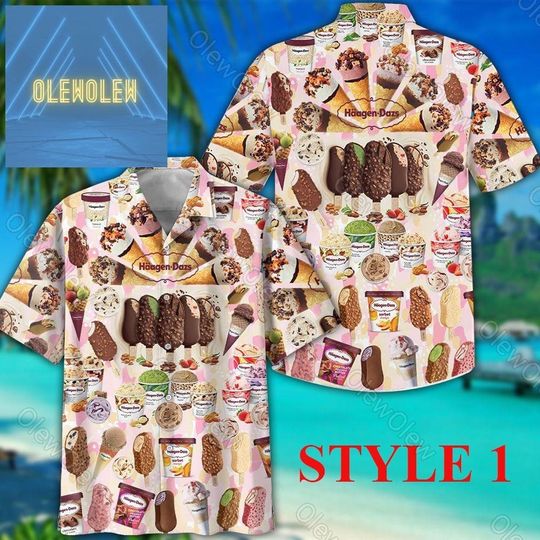 Ice Cream Hawaiian Shirt, Ice Cream Button Shirt, Men Hawaiian Shirt, Ice Cream Shirt