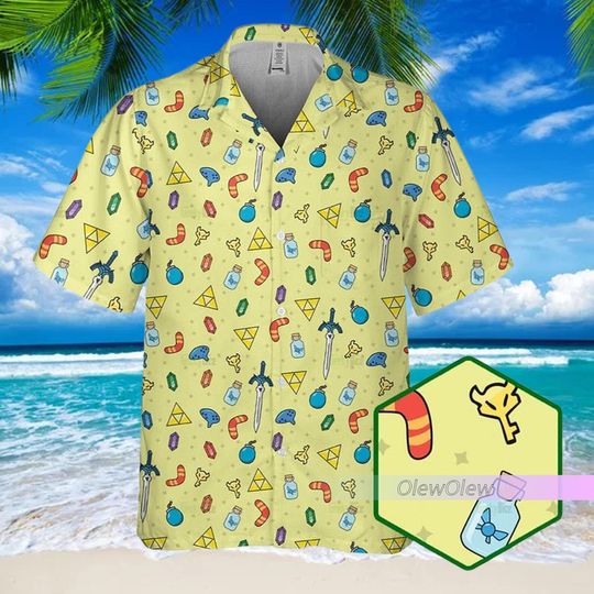 Zelda Items Shirt, Zelda Hawaiian Shirt, Zelda Gift, Zelda Shirt