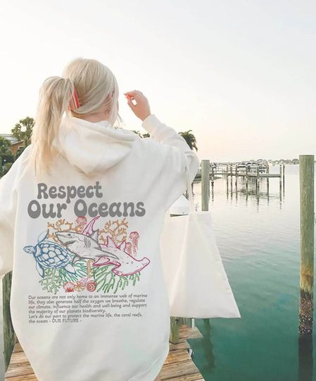 Discover Respect Our Oceans Hoodie, Shark Hoodie, Save The Ocean Hoodie