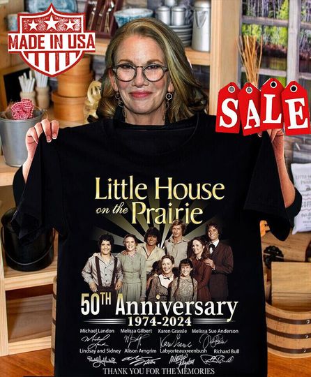 50th Anniversary 1974-2024 Little House on the Prairie Black Tee Shirt