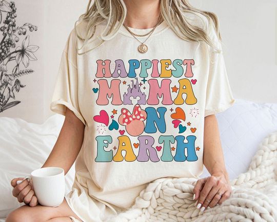 Discover Happiest Mama On Earth Shirt, Minnie Head Shirt, Disney Mother's Day Shirt