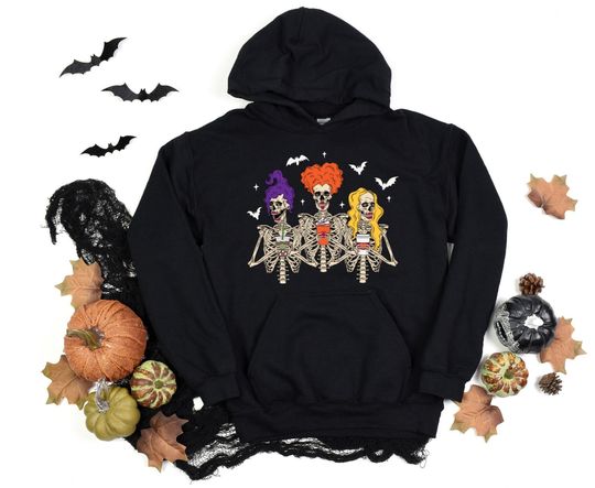 Sanderson Sisters Hoodie, Halloween Skeleton Hoodie