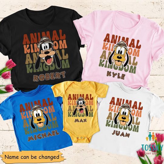 Disney Animal Kingdom Goofy Pluto Family Matching Shirts,  Animal Kingdom Group Matching Shirts