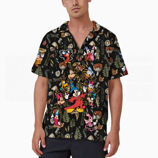 Retro Disney Epcot Hawaiian Shirt, Mickey and Friends Button Up Shirt, Epcot Trip Shirt, Disney Family Shirts, Disney Magical World Shirt