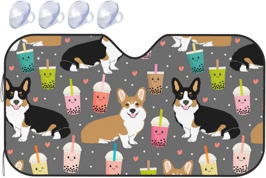 Cute Corgi Printed Car Sunshade