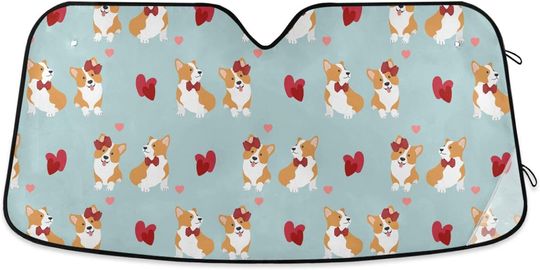 Discover Corgis Dog Hearts Car Sun Shade