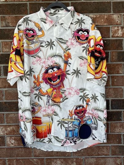 Muppets Animal Rock Roll Tropical Flower Hawaiian Shirt