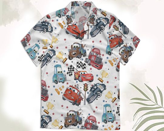 Retro Lightning Mcqueen Tow Mater Disney Hawaiian Shirt, Disney Cars Movies Hawaii Shirts, Disneyland Summer Family Trip, Walt Disney World