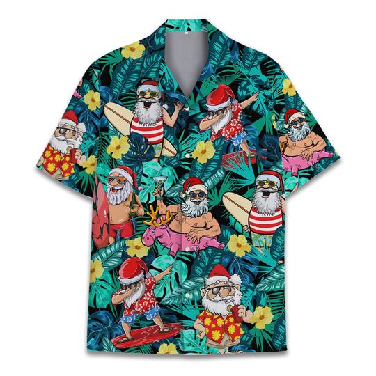 Discover Santa Claus Hawaiian Shirt For Men Women, Tropical Santa Hawaiian Shirt