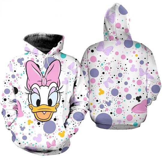 Donald Duck Daisy Duck Polkadot Pattern Disney 3D Hoodie