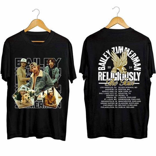Discover Bailey Zimmerman Religiously World Tour 2024 Shirt, Bailey Zimmerman Fan Shirt