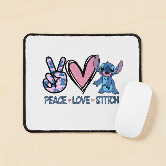 Discover Peace Love Stitch Mouse Pad, disney mouse pad