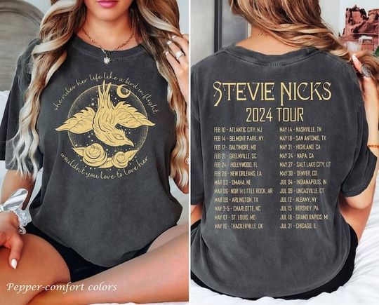 Vintage Stevie Nicks 2024 Tour Shirt, Stevie Nicks Live On Tour 2024