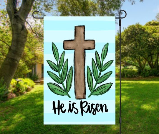 Garden Flag | Easter Decor | Spring Yard Decor | RV Campsite Gift | Welcome Flag | Yard Art | Outdoor Decor | He is risen