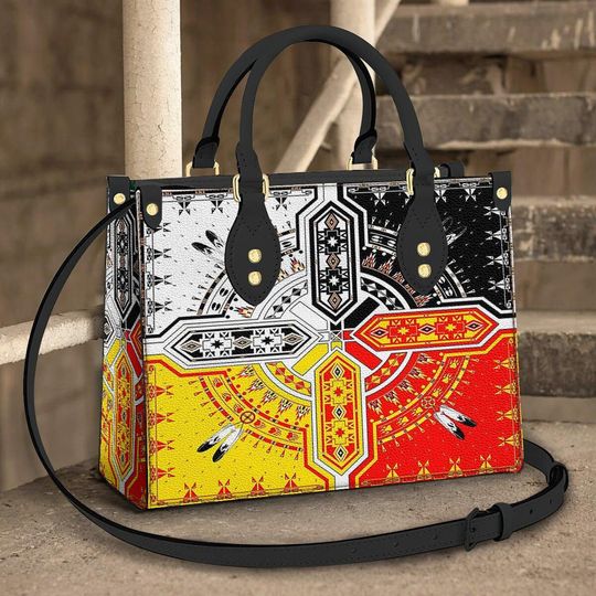 The Four Direction Native American Leather Bag, Crossbody Bag, Woman Shoulder Bag, Gift for girlfriend, Shopping Bag