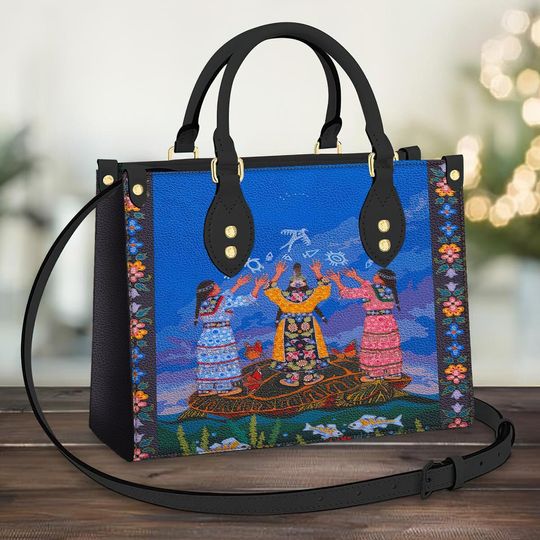 Native American Women Leather Bag, Crossbody Bag, Woman Shoulder Bag, Gift for girlfriend, Shopping Bag