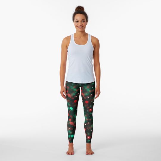 Christmas lights bokeh photo pattern Leggings