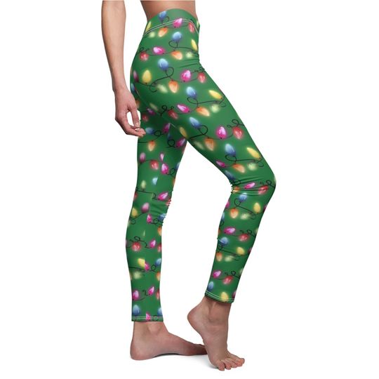 Discover Glowing Christmas String Lights Leggings - in green