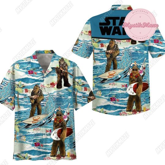 StarWars Hawaiian Shirt, Chewbacca Button Shirt, StarWars Summer Shirt
