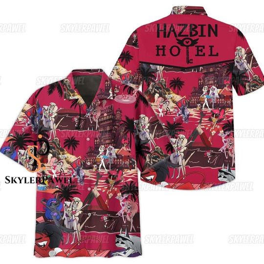 Hazbin Hotel Hawaiian Shirt, Hazbin Hotel Shirt, Hazbin Hotel Button Shirt