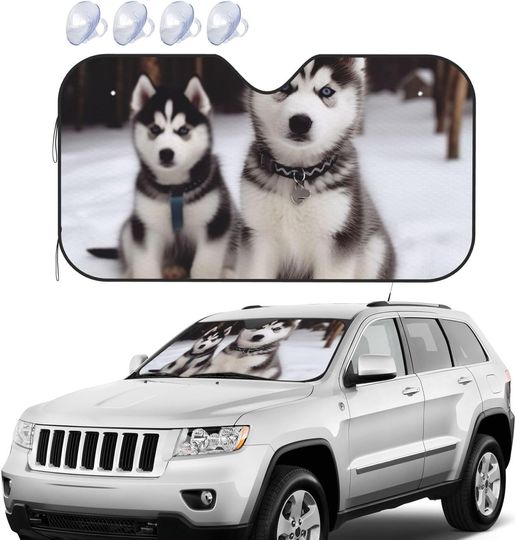 Discover Husky Dog Car Sunshade, Dog Car Decoration, Gift For Dog Lover