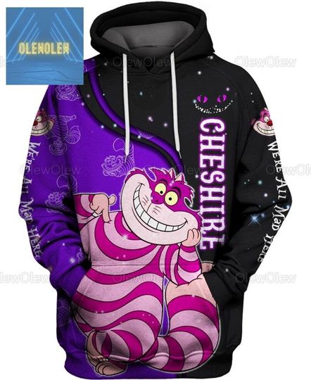 Cheshire Cat Hoodie, Alice In Wonderland Trendy Hoodie, Cute Cheshire Cat Hoodie