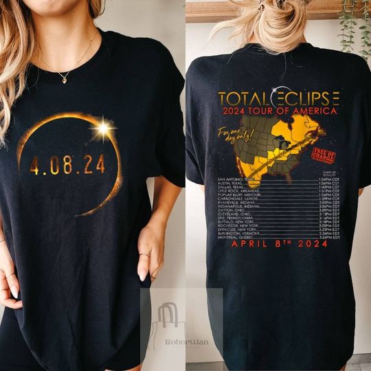 Discover Total Solar Eclipse 2024 Shirt, Apr 8 2024 Shirt, Solar Eclipse Twice In A Lifetime Shirt