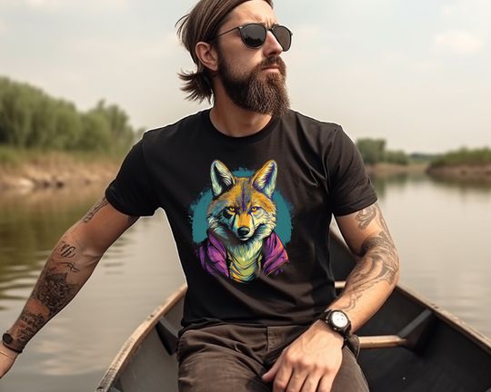 Discover 80s Retro Coyote Shirt Coyote T-Shirt Hipster Coyote In A Vest Graphic Tee Funny Animal TShirt